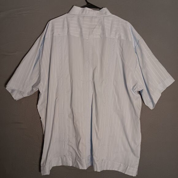 90s Genuine Guayabera Haband Cuban Style AQUA blue Embroidered Shirt XXL -NWOT - Picture 10 of 15
